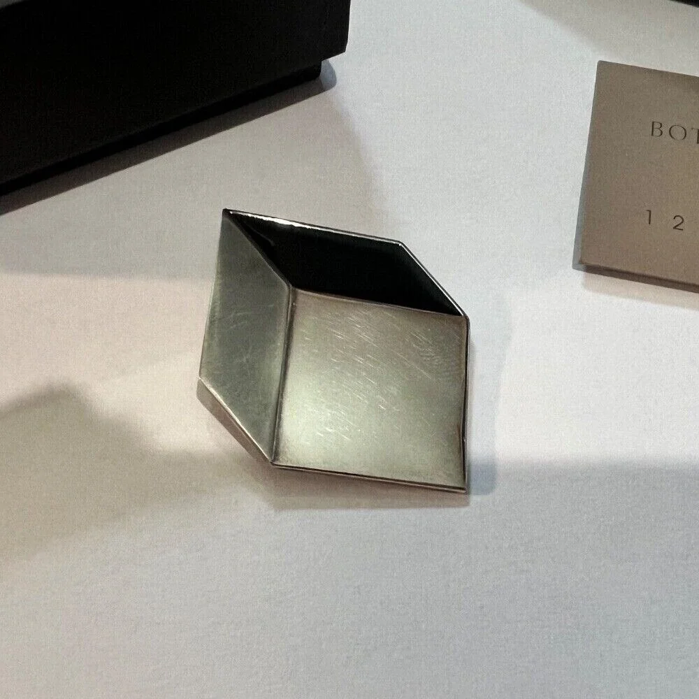 Bottega Veneta Sterling Silver Collana Argento Oro Giallo Brooch‎ Box & Papers